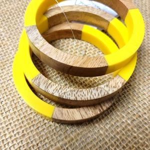 Yellow wood acetate bangle bracelets